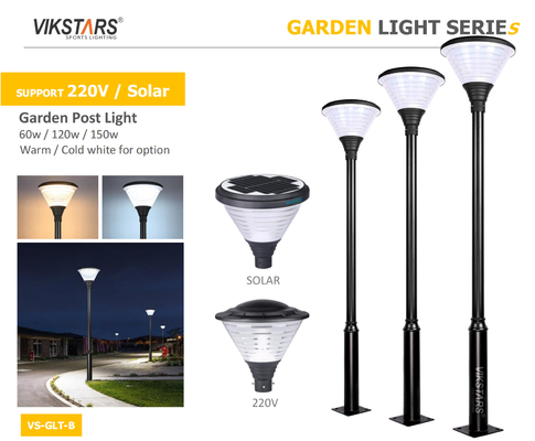 Υποστήριξη 220V ηλιακά LED φώτα κήπου με 3m πόλο για τοπίο μονοπάτι