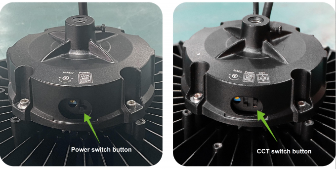 170lm/w Υψηλή φωτεινότητα UFO High Bay Lights Υποστήριξη 3CCT με αισθητήρα κίνησης Αποθήκη Βιομηχανικά λαμπτήρες 1