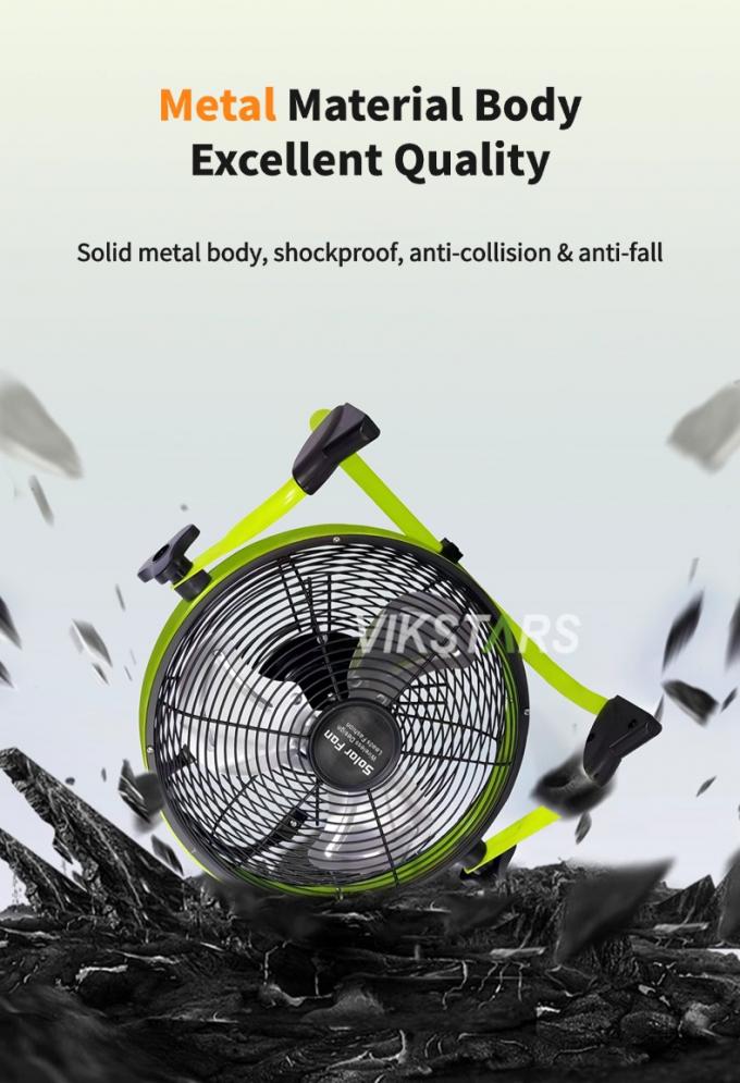 Εξωτερικός φορητός ανεμιστήρας επαναφορτιζόμενος οικιακός έκτακτης ανάγκης 12 ιντσών 14 ιντσών ηλιακός ανεμιστήρας δαπέδου ήσυχος ανεμιστήρας ηλιακής ενέργειας 10