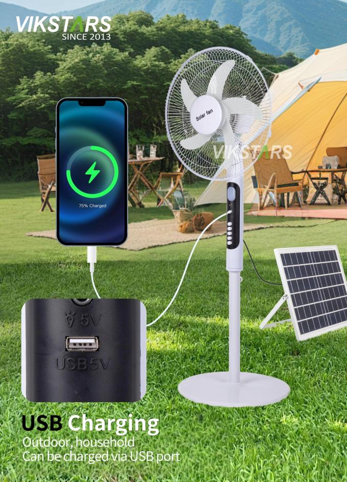 Ηλιακός Όρθιος Ανεμιστήρας 16 ιντσών με Φως Εξοικονόμησης Ενέργειας Για Υπαίθριο Camping Ψάρεμα 11