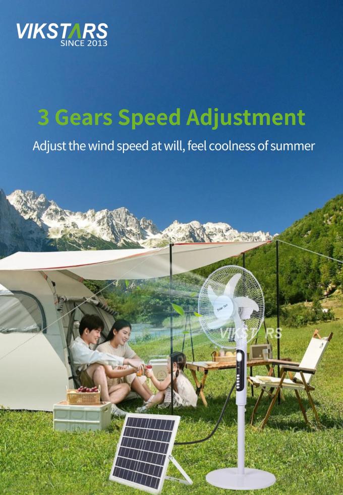 Ηλιακός Όρθιος Ανεμιστήρας 16 ιντσών με Φως Εξοικονόμησης Ενέργειας Για Υπαίθριο Camping Ψάρεμα 14