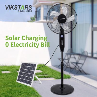 Αγορά Κορυφαία σε πωλήσεις 5-φτερωτό 16-ιντσών επαναφορτιζόμενο ηλιακό όρθιο ανεμιστήρα με φως LED, με πάνελ και βάση μπαταρίας, ηλιακός ανεμιστήρας δαπέδου σε απευθείας σύνδεση κατασκευή