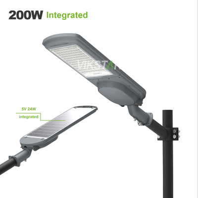 Υψηλής ισχύος All In One 200W 300W 400W 500W Διαχωρισμένα ηλιακά φώτα δρόμου με πρόσθετο ηλιακό πάνελ