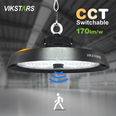 170lm/w Υψηλή φωτεινότητα UFO High Bay Lights Υποστήριξη 3CCT με αισθητήρα κίνησης Αποθήκη Βιομηχανικά λαμπτήρες